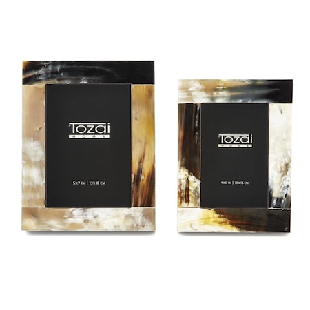 Tozai Home ARU010-S2 4 x 6  5 x 7 in. Bayard Natural Horn Frames - Set of 2 ARU010-S2